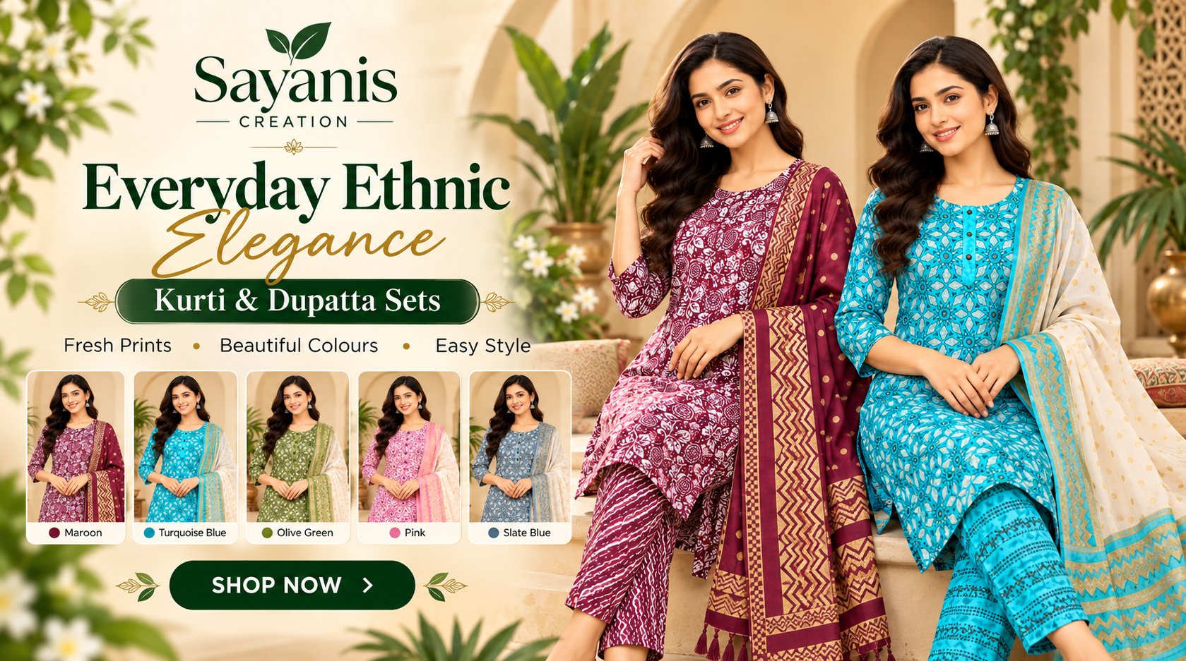 Three Piece Kurti Pant Sets - Sayani's Creation